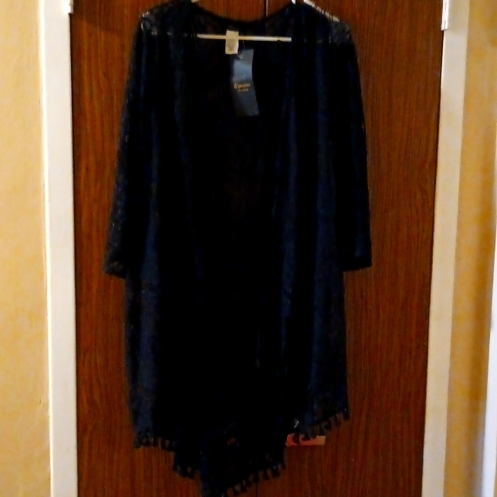 Embroidered/Lace  black cardigan sz 1X